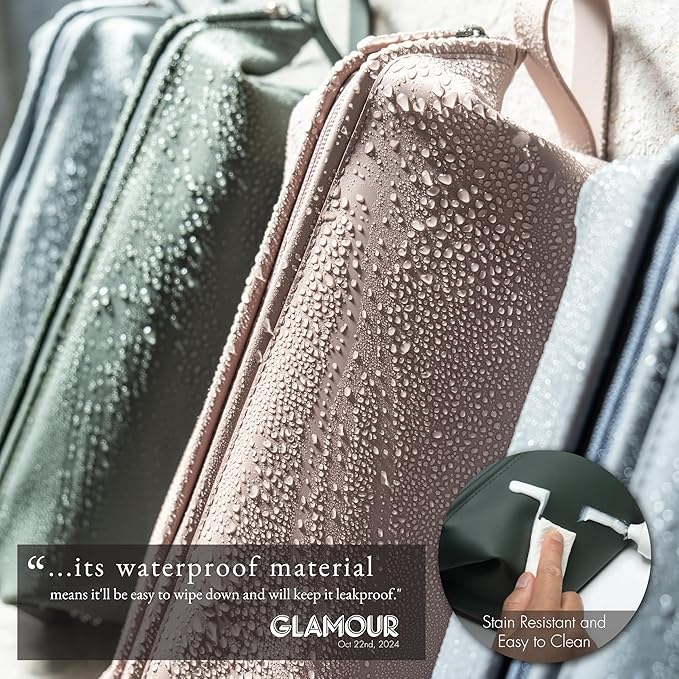 LINE+ARC Easy-to-Clean Silicone Dopp Kit (As Seen in Glamour and GQ) Extra-Wide Opening Anti-Stain (Smoke, 3.5L) Toiletry Bag Travel Set Makeup Organizer Cosmetics Case Fabric Simple Hang Loop