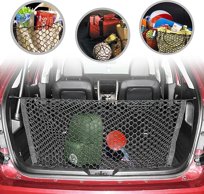 Envelope Style Elastic Trunk Mesh Cargo Net for Ford Edge SE SEL ST Titanium 2016-2024 - Premium Trunk Organizers and Storage - Luggage Net for SUV - Best Car Organizer for Ford Edge