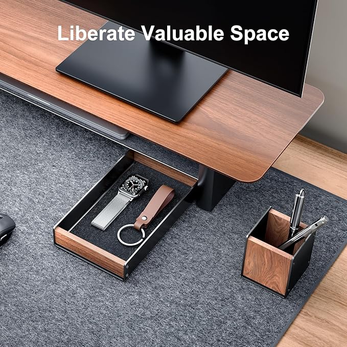 UPERGO Wooden Vertical Laptop Stand, Desk Tray and Headphone Stand