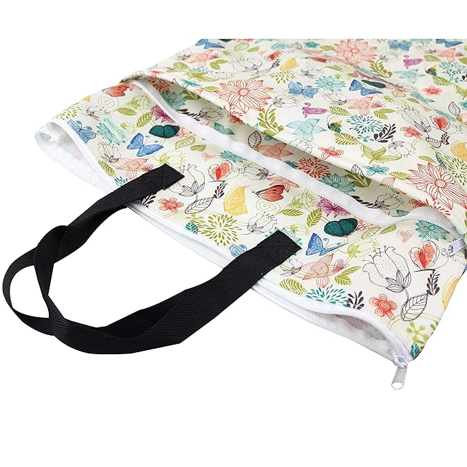 wegreeco Reusable Hanging Wet Dry Cloth Diaper Bag (Jade, Camellia)