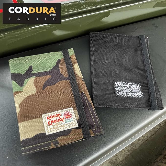 Rough Enough Passport Holder Wallet Cover Case Men Women Kids Family for Travel Vacation Trip Essential Cordura Camo