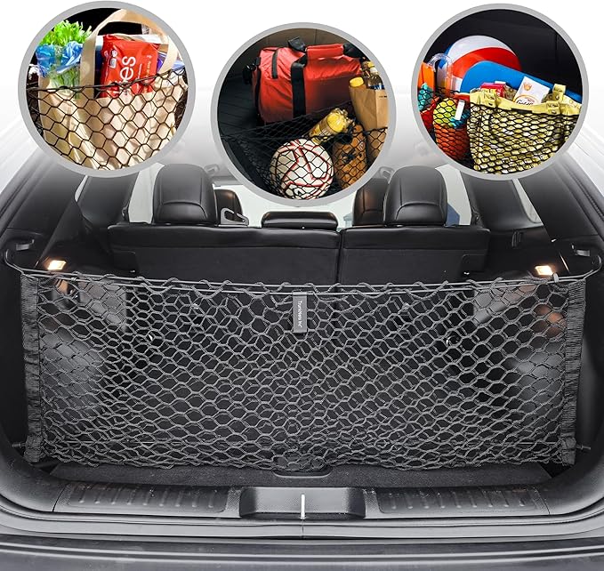 Envelope Style Elastic Trunk Mesh Cargo Net for Jeep Cherokee Latitude Limited 2019-2025 - Premium Trunk Organizers and Storage - Luggage Net for SUV - Best Car Organizer for Jeep Cherokee