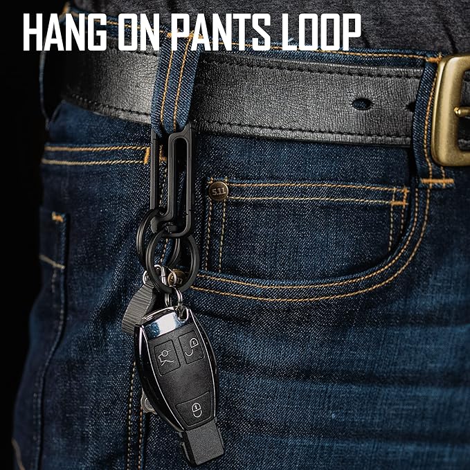 KeyUnity Titanium Key Holder Belt Clip, Double Side Carabiner Keychain For Men