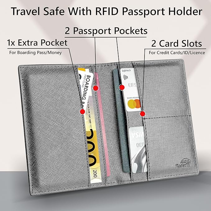 2 Passport Holder - Travel Essentials, RFID Blocking Wallet Credit Card Organiser, Plain Accessories Slim Cover For Men & Women | Travel Essentials, RFID Blocking, Wallet, Accessories, Slim Cover