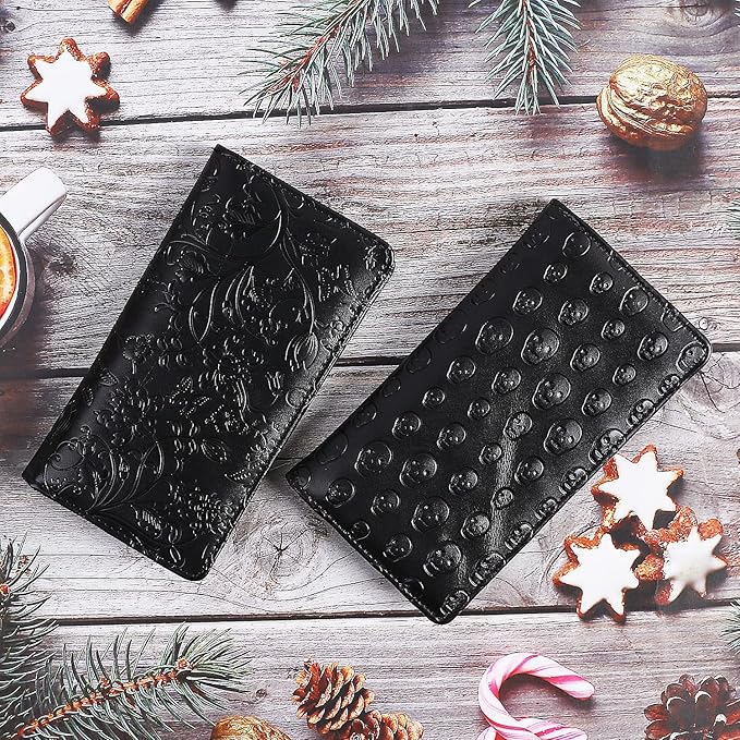 Sanlykate Leather Checkbook Cover for Men and Women, Check Book Case Card Holder with Free Divider, Standard Register Duplicate Checks with pen inserts, Black Flower
