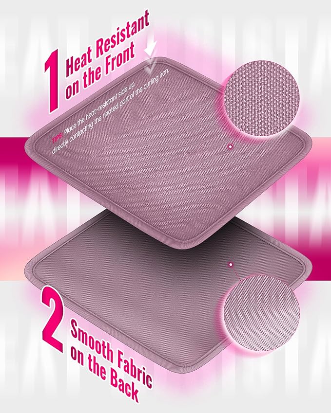 Mancro Hot Hair Tools Travel Bag with Separate Heat Resistant Mat, Large Capacity Wide-open Pouch, Hair Accessories Organizer for Flat Irons, Straighteners, Curling Iron,Dark Pink