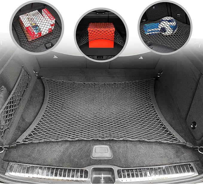 Rear Trunk Floor Style Automotive Elastic Mesh Cargo Net for Mercedes-Benz GLE W167 2020-2025 - Premium Trunk Organizers and Storage - Luggage Net for SUV - Best Car Organizer for Mercedes-Benz GLE