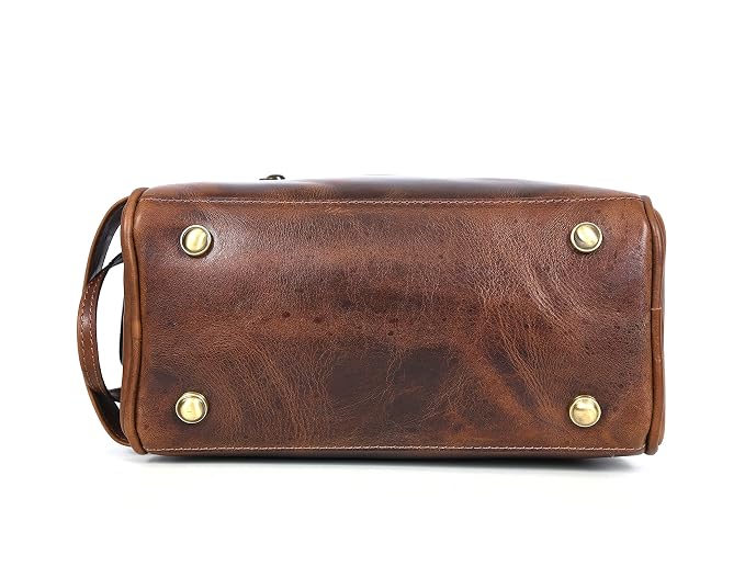 10" Premium Leather Toiletry Travel Pouch With Waterproof Lining | King-Size Handcrafted Vintage Dopp kit By Aaron Leather Goods (Espresso)