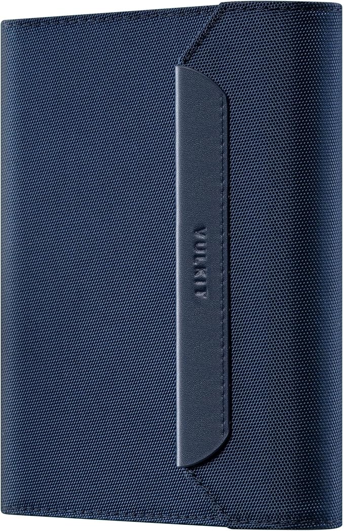 VULKIT RFID Blocking Leather Passport & Card Holder, Dual Person Travel Passport Wallet with Secure Magnetic Closure, Blue