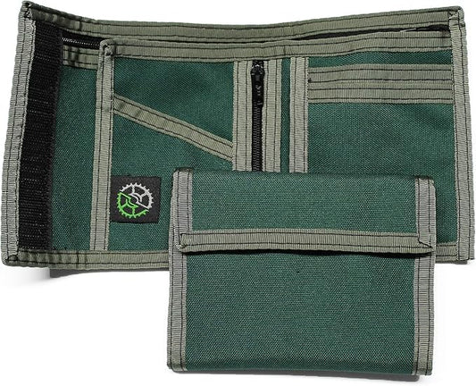Sprocket Nylon Billfold Wallet with Zippered Pockets (Green)