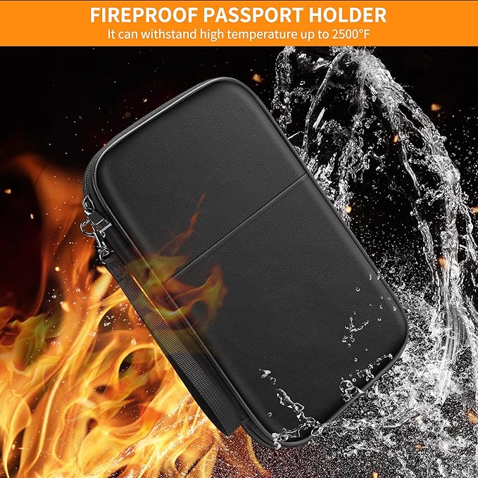 JUNDUN Family Passport Holder,Upgraded Material Fireproof Travel Passport Wallet with 2 Pockets,Travel Document Organizer Case for Passport,Card and Money