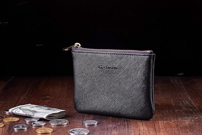 Chelmon Vegan Leather Coin Purse Pouch Change Purse With Zipper For Men Women