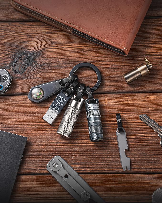 FEGVE Titanium Key Chain Rings for Home Keys, Bag Pendant