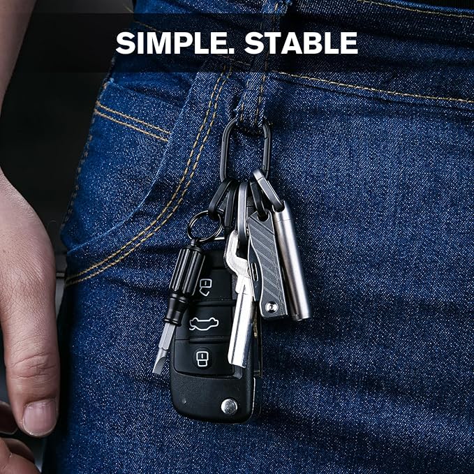 KEEPO LINK Titanium Key Ring Side Pushing, Small Key Ring Quick Release Keychain Connector for Men, 2 Pcs, OLO03