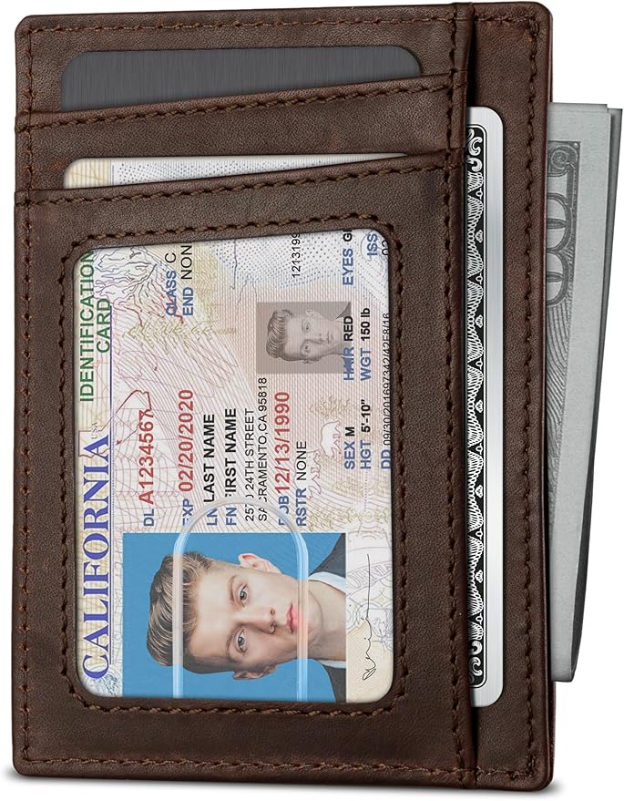 SERMAN BRANDS RFID Blocking Slim Minimalist Mens Front Pocket Wallet. Thin Card Holder. Full Grain Leather Wallets for Men