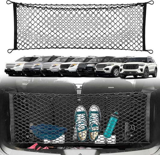 Envelope Style Automotive Elastic Trunk Mesh Cargo Net for Ford Explorer Base Sport XLT 2011-2025 - Premium Trunk Organizer and Storage - Luggage Net for SUV - Best Car Organizer for Ford Explorer