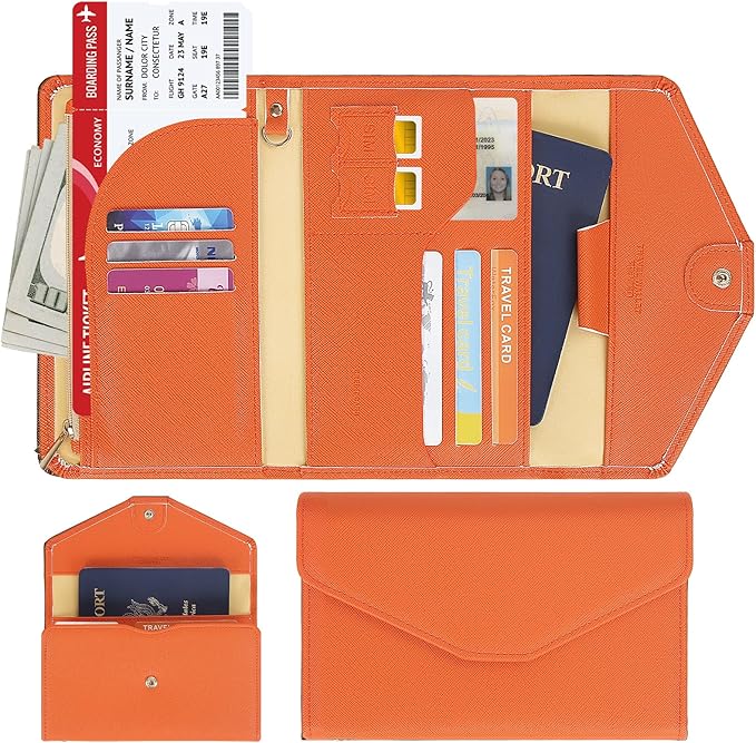 ZOPPEN Mulit-purpose Rfid Blocking Passport Holder Travel Wallet (Ver.4) Passport and Vaccine Card Holder ComboTri-fold Document Organizer Travel Essentials