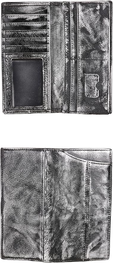 Le'aokuu Mens Leather Zipper Pocket Id Business Card Case Holder Organizer Wallet Phone Case Designer Bifold Checkbook Purse