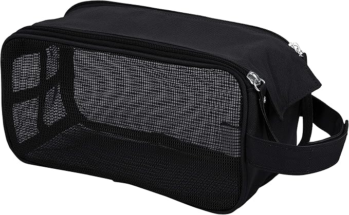 Simplify Hanging Mesh Toiletry Bag | Travel Organizer | Perfect for Dorm | Gym | Back to School | Shampoo | Shower Accessories | Black