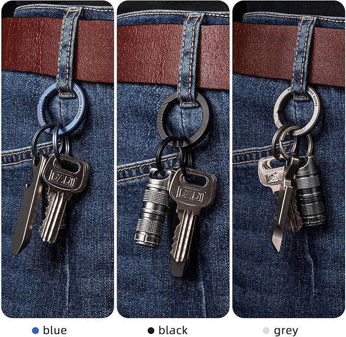 FEGVE Round Carabiner Keychain Clip, Spring Hook Key Chain Clip with 2pcs 1 Inch Key Rings for Men