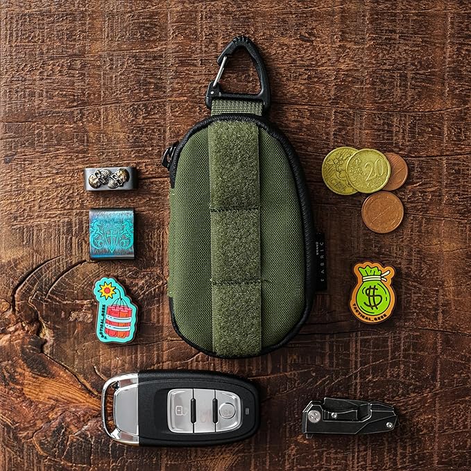 TACTICAL GEEK Storage A7 EDC Key Chain Case, Custom Carabiner, Mini Key Organizer, Portable Zippered Case for Daily Carry Green