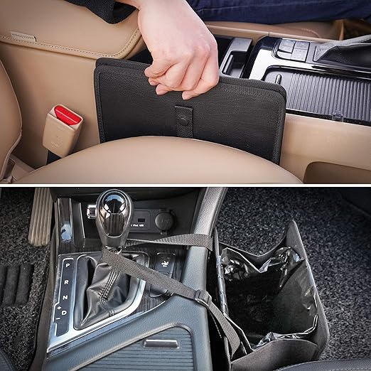 KMMOTORS Car Trash Can, Jopps, Car Trash Bag Hanging, Fordable Garbage Can, Front seat, Back seat, Vegan Leather, Collapsible (Jopps, Medium, Black)