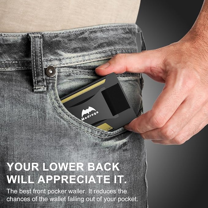 Smart Wallet for Men Slim Minimalist: Metal Pop Up Wallet - RFID Front Pocket Credit Card Holder - Gift for Male Husband at Anniversay Brithday