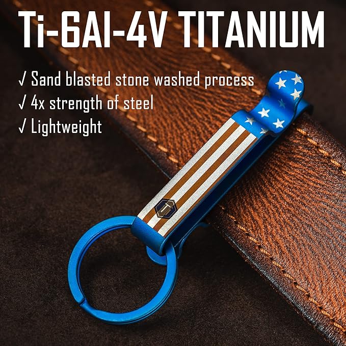 KeyUnity KM00 Titanium Belt Loop Keychain Clip Double Side Quick Release Key Holder with Detachable Key Ring