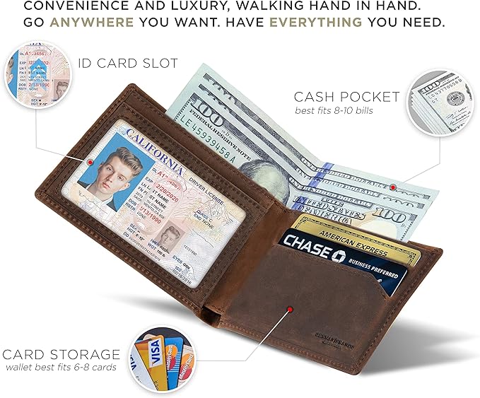 SERMAN BRANDS Mens Slim Bifold Wallet RFID Blocking Minimalist Front Pocket Wallets for Men - Thin & Stylish