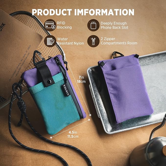 VULKIT RFID Blocking Travel Wallet for Women, Water Resistant Passport & Phone Holder with Detachable Lanyard and Key Ring, Lightweight Zipper Travel Wallet