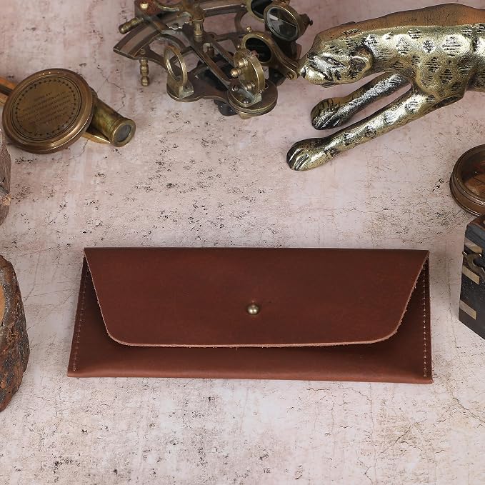 Long Utility Pouch Leather Stylish Wallet for Carrying and Storing Cash Reusable Budget Organizer for Men Women Retro Clutch Wallet Handmade Travel Currency Pouch Cash Envelope Bag (Tan)
