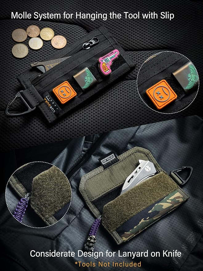 TACTICAL GEEK Storage A2 M EDC Pouch Organizer, Nylon Coin Purse, Multi-Purpose EDC Storage Pocket, Multitools Small Pocket Organizer for Men, Compact Gadget Pouch for Daily Carry Black