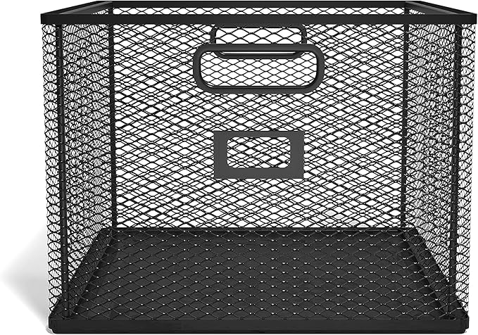 TRU RED Wire Mesh File Organizer, Matte Black – Vertical Desktop Sorter for Files, Folders & Mail
