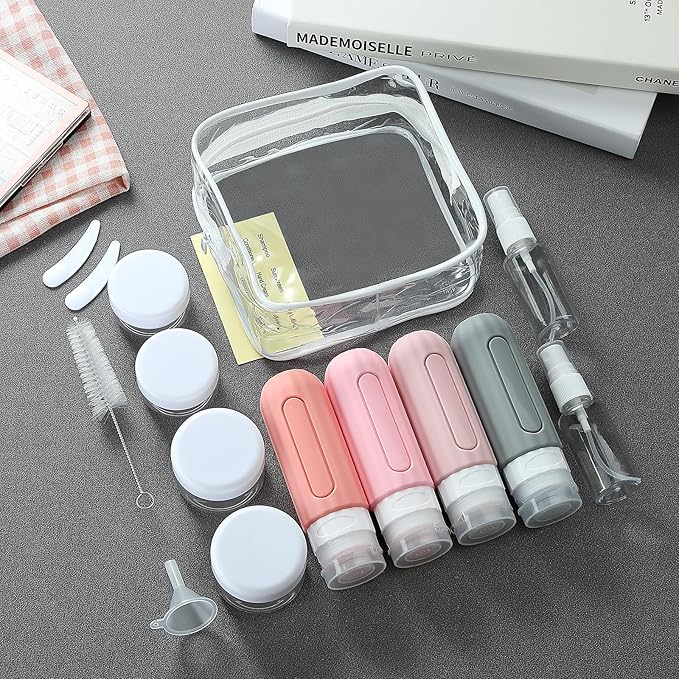 Mrsdry 16 Pack Travel Bottles for Toiletries, Leakproof Travel Containers for Toiletries, TSA Approved Silicone Travel Accessories Squeezable Refillable 3oz for Shampoo Conditioner Lotion