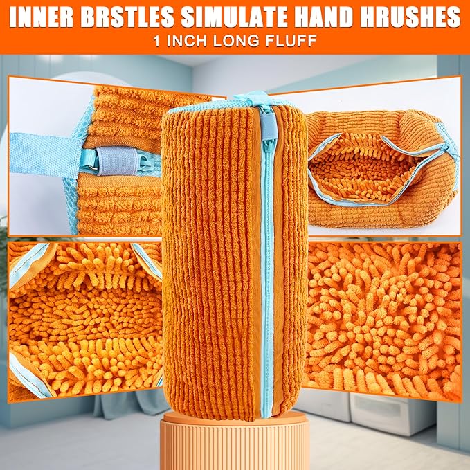 Shoe Washing Machine Bag, 2 Pack – Reusable, Fits All Shoe Types, 360° Deep Cleaning with Self-Locking Zipper, Wash Two Pairs at Once, Protects Shoes and Washing Machines(Orange)