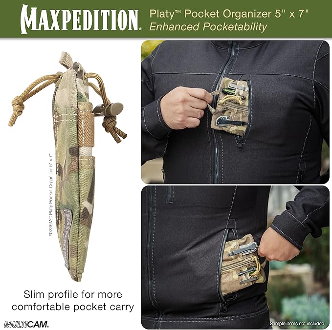 MAXPEDITION Platy Pocket Organizer, Durable EDC Tool Pouch for Men, Neck Wallet with Paracord Lanyard, Holds Flashlight, Multitool, Pen, Notebook