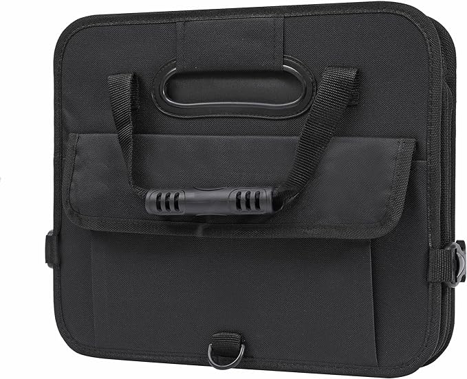AOKJOY Car Trunk Organizer with Lid Storage Collapsible Multi Compartment Adjustable Straps for SUV, Truck, Sedan(Black) XL
