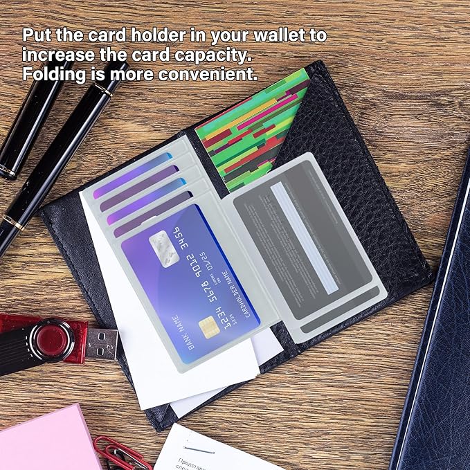6 Card Slots Transparent Wallet Insert For Credit Card Set of 4, Men and Women Credit Holder Insert for Work and Travel Waterproof and Portable