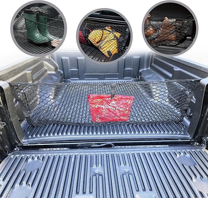 Envelope Style Elastic Trunk Mesh Cargo Net w Hooks - Accessories for Toyota Tundra 2022-2026 - Premium Trunk Organizer & Storage - Cargo Net for Pickup Truck Bed - Car Organizer for Toyota Tundra
