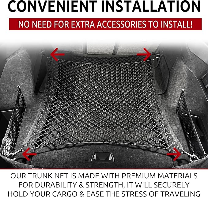 Floor Style Automotive Elastic Trunk Mesh Cargo Net for BMW i4 (G26 BEV) eDrive40 M50 2022-2025 - Premium Trunk Organizer and Storage - Luggage Net for Sedan - Best Car Organizer for BMW i 4