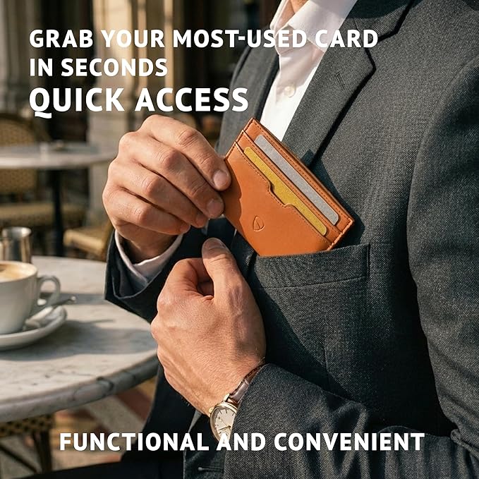 Vaultskin MOORGATE Slim Card Holder – Minimalist Leather Wallet with RFID Blocking, Front Pocket Credit Card Case for Men & Women