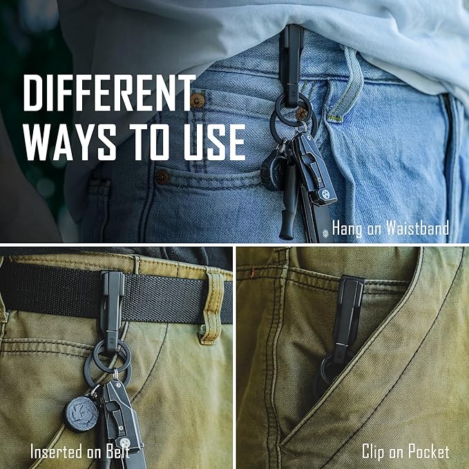 KeyUnity EDC Belt Keychain Clip Quick Release, Stainless Steel Duty Belt Key Ring Holder for Pants, Jeans, Trousers