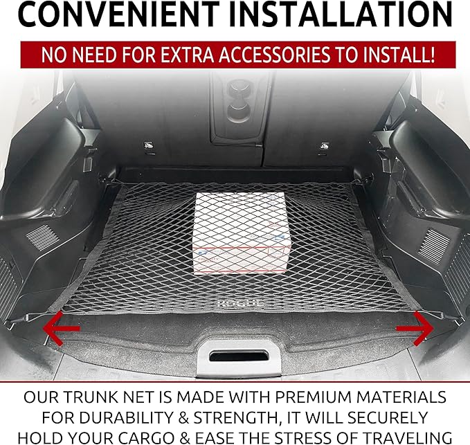 Floor Style Automotive Elastic Trunk Mesh Cargo Net for Nissan Rogue (T33) 2021-2026 - Premium Trunk Organizer and Storage - Luggage Net for Crossover - Best Car Organizer for Nissan Rogue