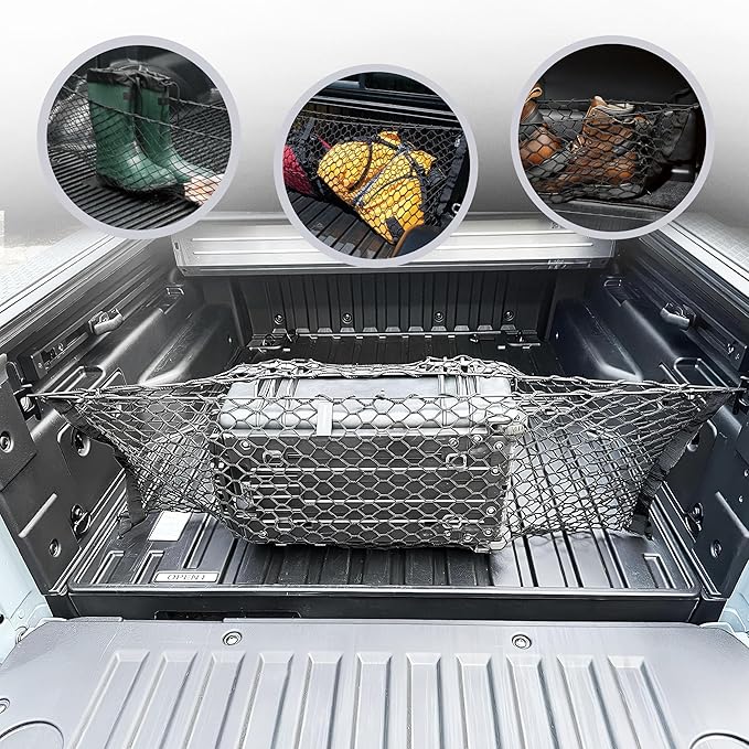 Envelope Style Elastic Trunk Cargo Net for Hyundai Santa Cruz 2022-2026 - Premium Trunk Organizers & Storage - Cargo Net for Pickup Truck Bed - Truck Bed Divider - Car Organizer for Pickup