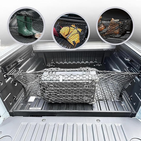 Envelope Style Elastic Trunk Cargo Net for Hyundai Santa Cruz 2022-2026 - Premium Trunk Organizers & Storage - Cargo Net for Pickup Truck Bed - Truck Bed Divider - Car Organizer for Pickup