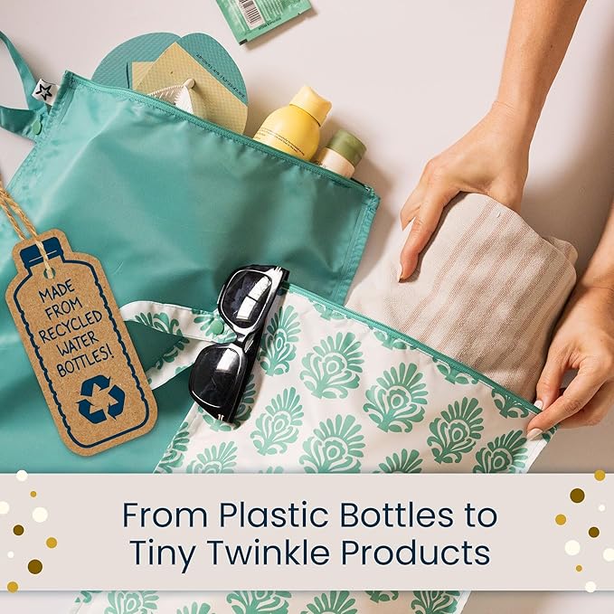 Tiny Twinkle Mess Proof Wet Bags | 2-Pack Reusable Waterproof Wet Bags for Swimsuits | Baby Clothes | Travel & Diaper Bag (Luna)