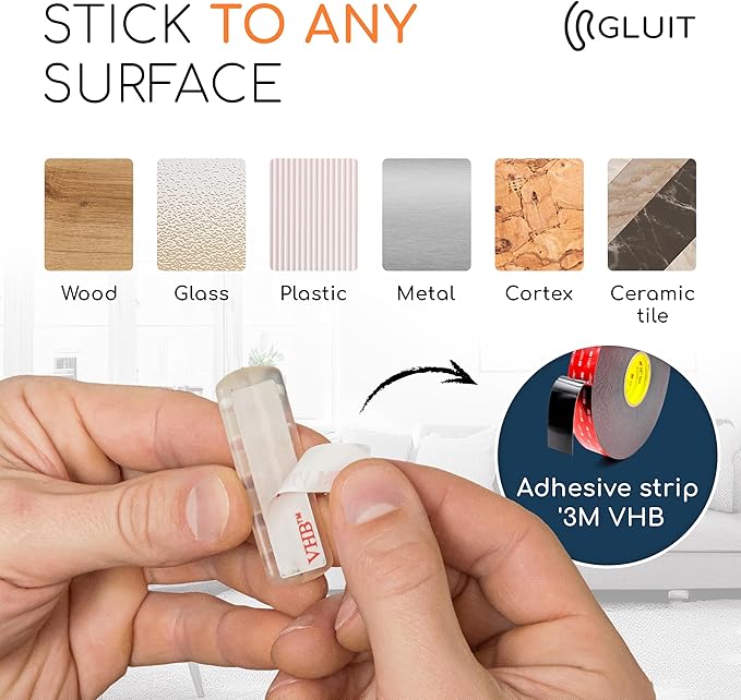 GLUIT Cord Organizer for Desk, Cable Holder for Nightstand, Charger Organizer, Adhesive Desktop Wire Clips, Multislot Cable Management, Table Organizer Accessories - 5 Pack, 15 Slots, Transparent