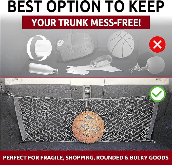 Back Seat Style Automotive Elastic Trunk Mesh Cargo Net for Mazda CX5 S Carbon Premium Turbo 2023-2026 -Premium Trunk Organizer and Storage - Luggage Net for Crossover - Car Organizer for Mazda CX5