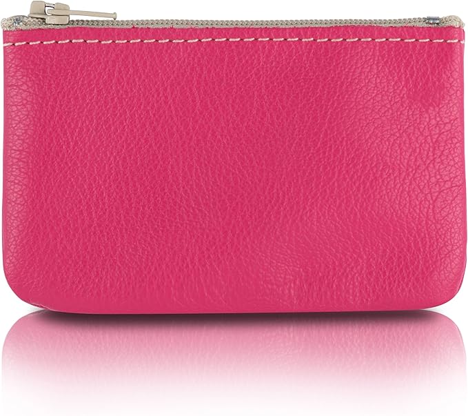 Genuine Leather Small Zipper Pouch Coin Purse for Women Change Holder for Men Size 4 x2.5 Made in U.S.A