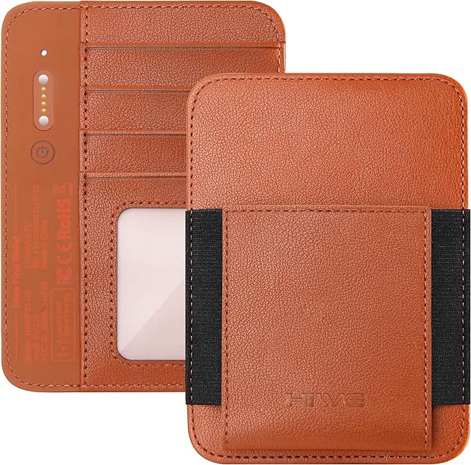 HiWe Passport Holder for Travel with Rechargeable Find My Tracker Built in, Minimalist Leather Passport Wallet Card Holder for Men and Women, RFID Blocking, 4 Slots, 1 Pocket, ID Window, Brown